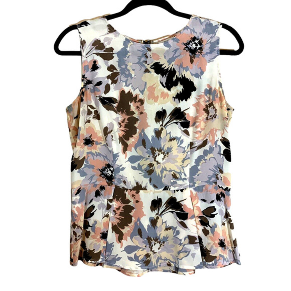 Fossil Silk Peplum Backzip Sleeveless Floral Print Womens Size Small